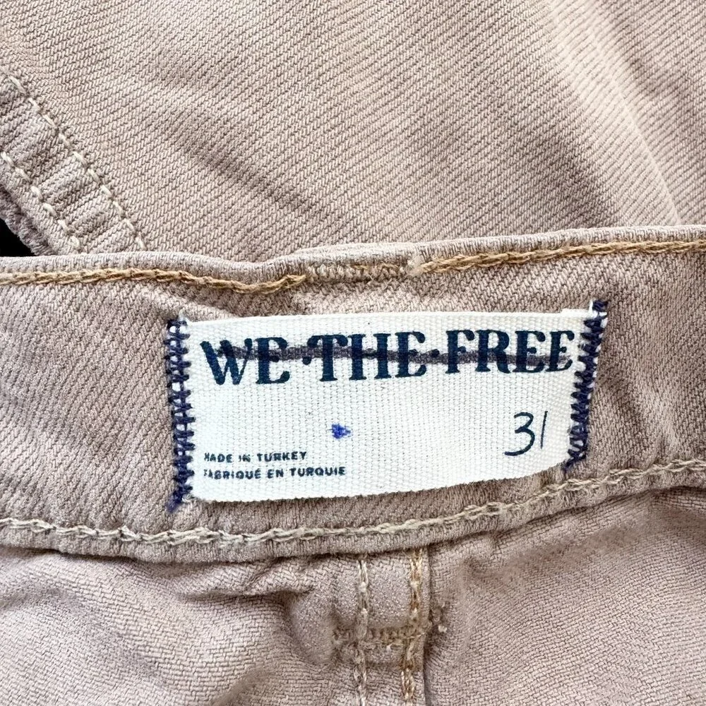 New Free People Old West Slouchy Wide-Leg Jeans Tan 31
